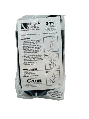 Miracle Socks Deluxe Ribbed Cotton Compression Socks S/M Black